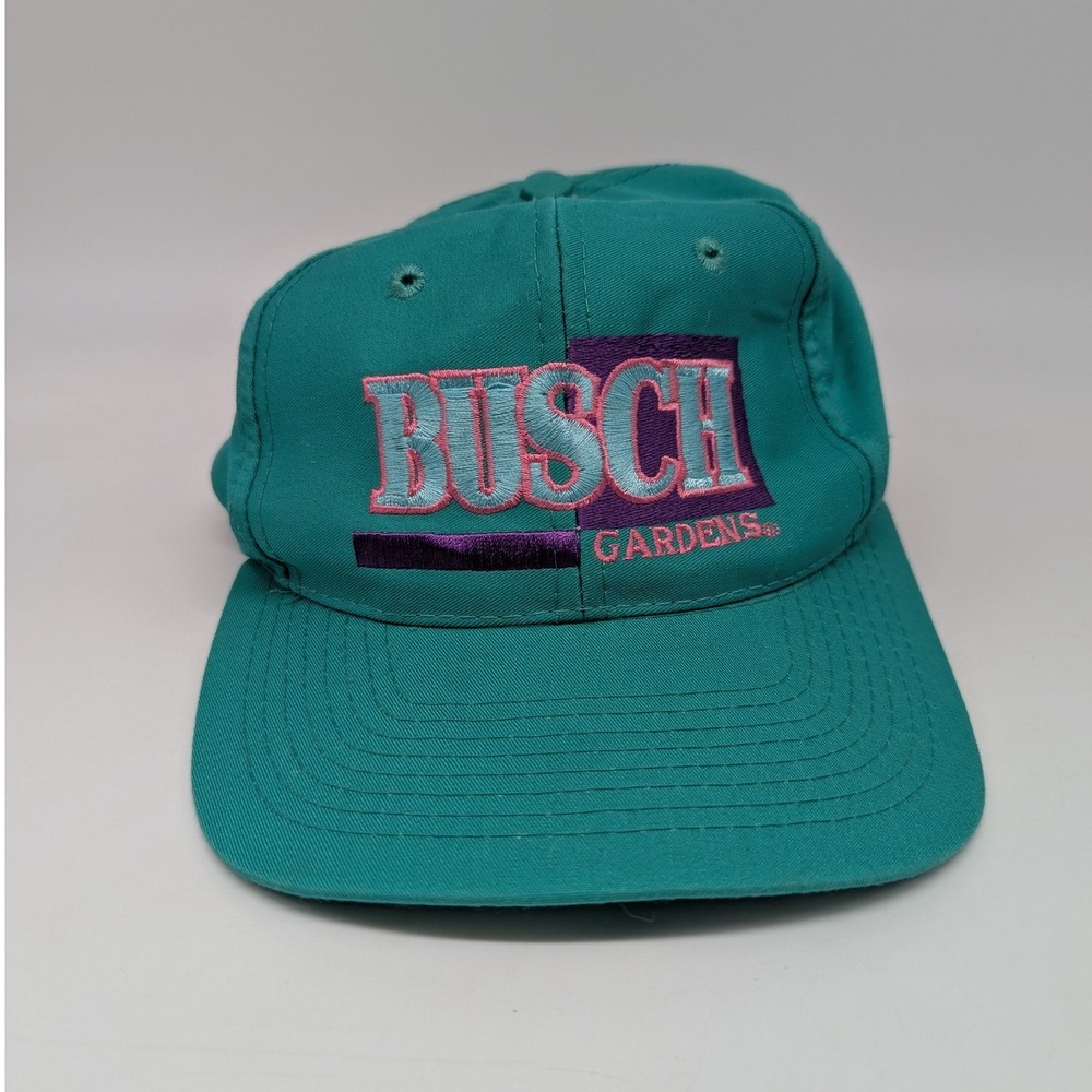 Busch Gardens Hat Vintage Unisex OSFM Teal 90s Souvenir Adjustable Baseball Cap